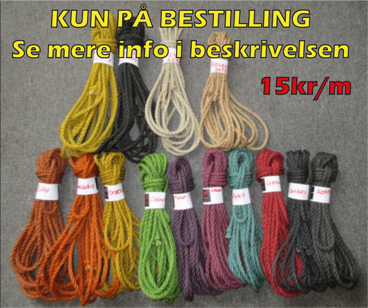 Jute reb, farvet - 2m, 4m 6m